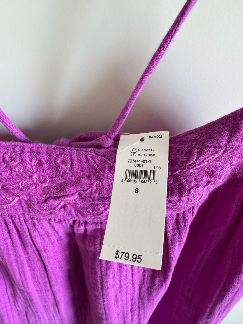GAP Bright Magenta Embroidered Neckline Dress - Picture 3 of 4